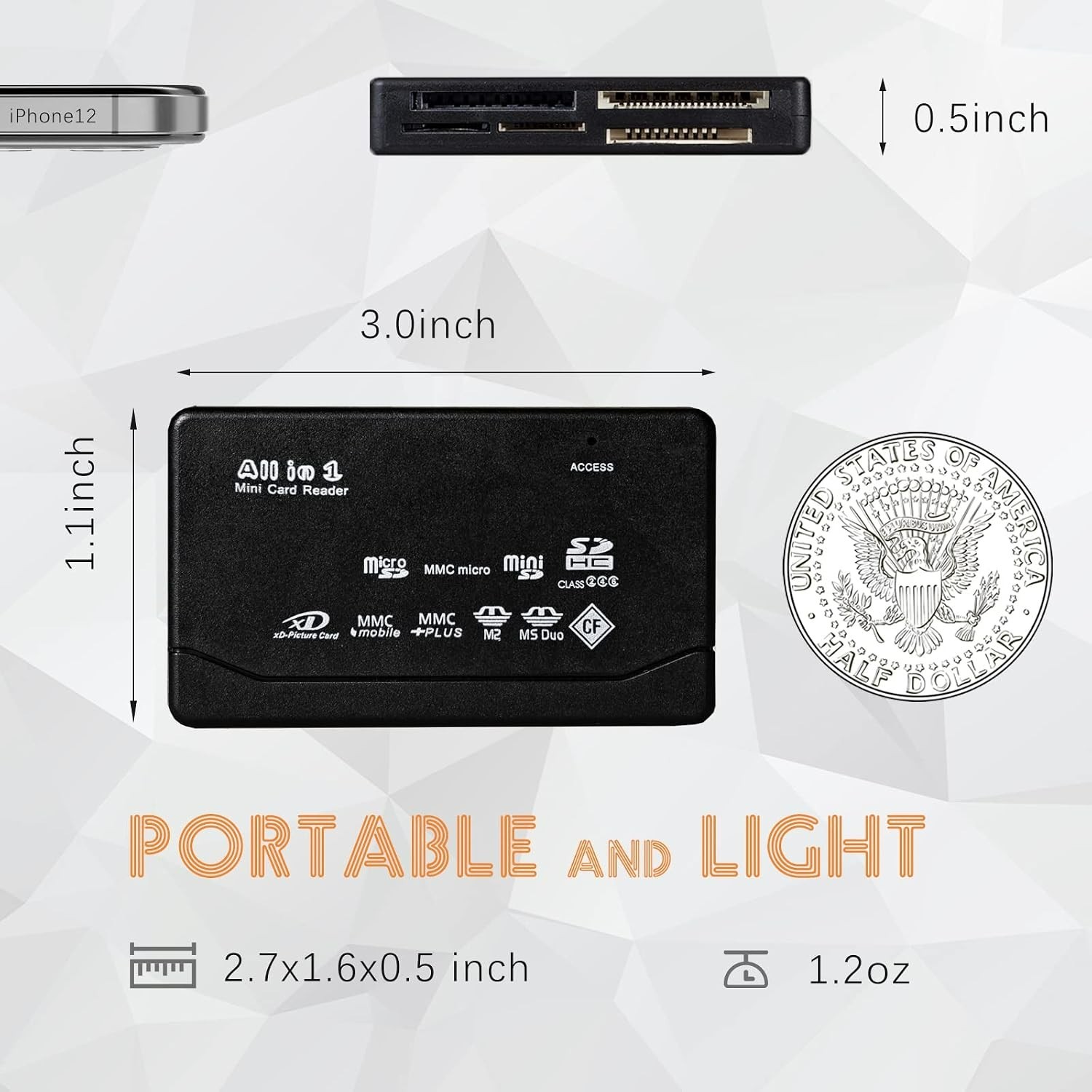 Plug & Play Card Reader: 6-in-1 for SD/Micro SD/CF/XD - Universal Compatibility