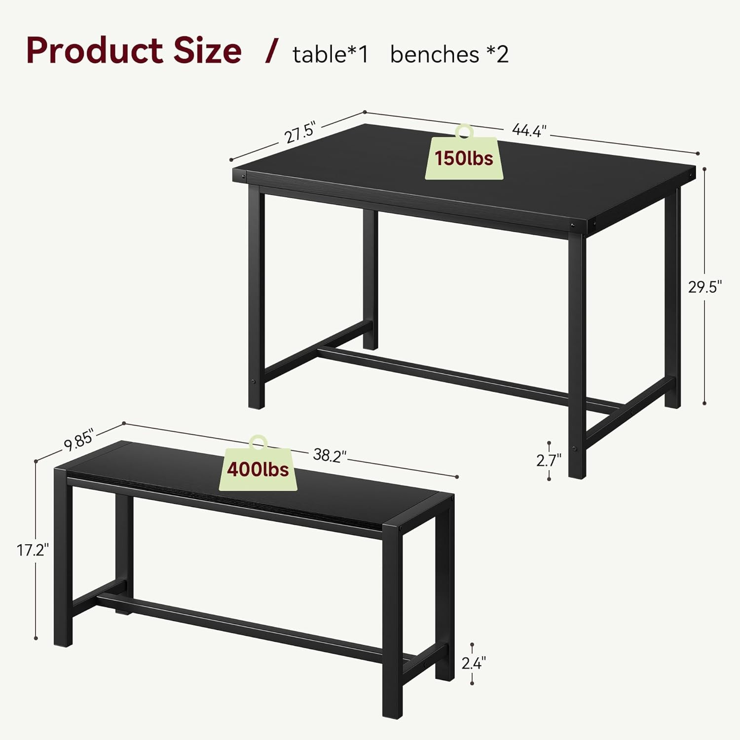 Dining Table Set 4 Kitchen Table W/ Benches Rectangular Dining Room Table Set W/