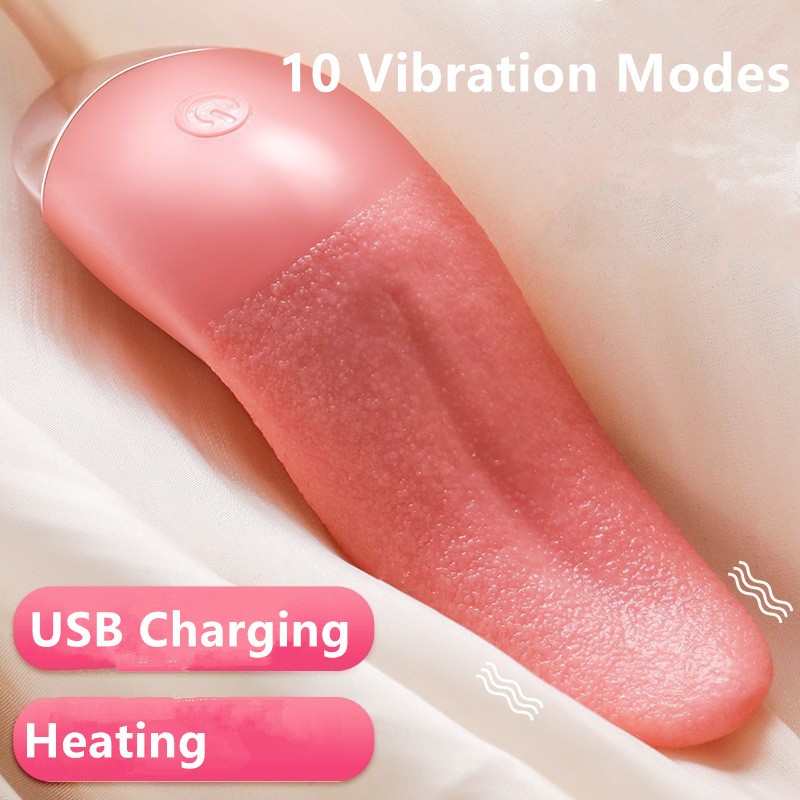 Clit Licking Tongue Vibrator G-Spot Dildo Stimulator Oral Sex Toys for Women