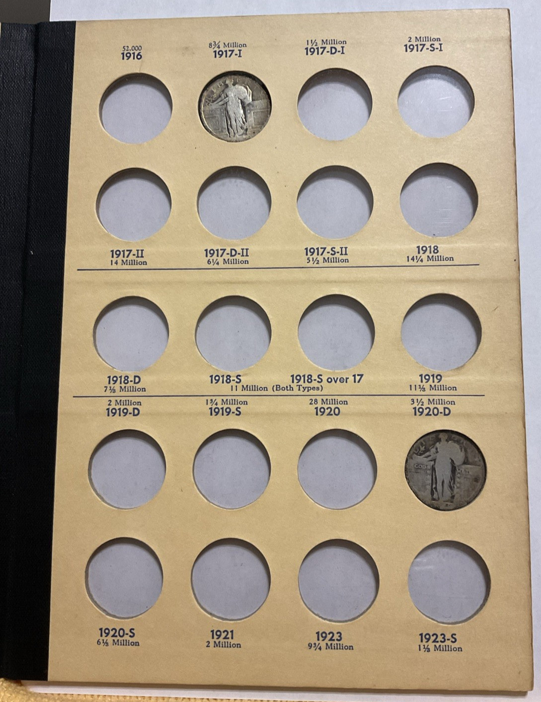1917-1930 Standing Liberty Head Quarters 16 Coin Lot in Library Of Coins Album