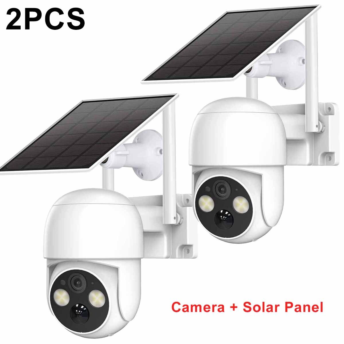 2PCS 4MP Wireless Solar Camera Outdoor WiFi Security Camera Solar Battery Power