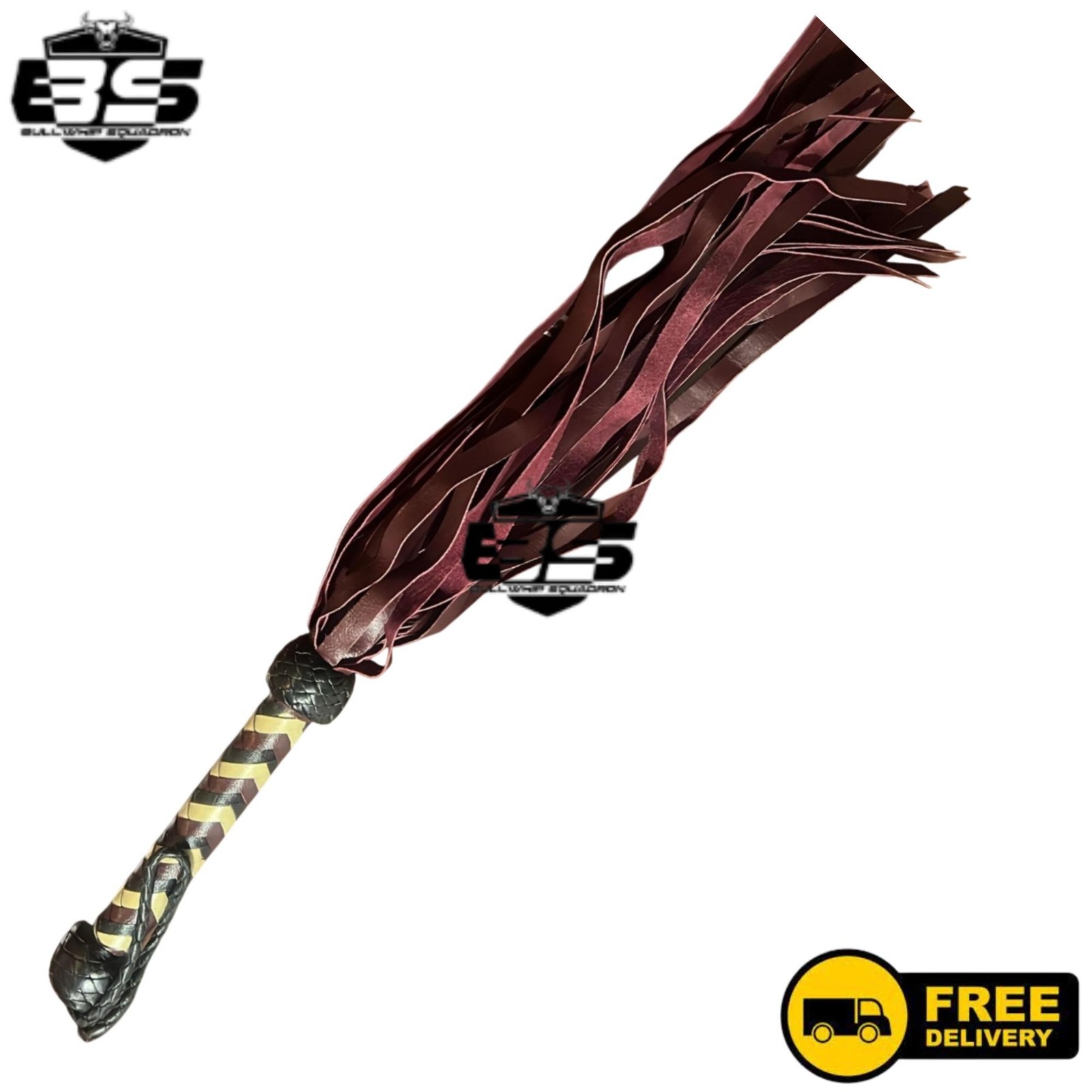 Handmade Leather Flogger Whip 9" Wooden Handle 25 Tails Costume & Performa