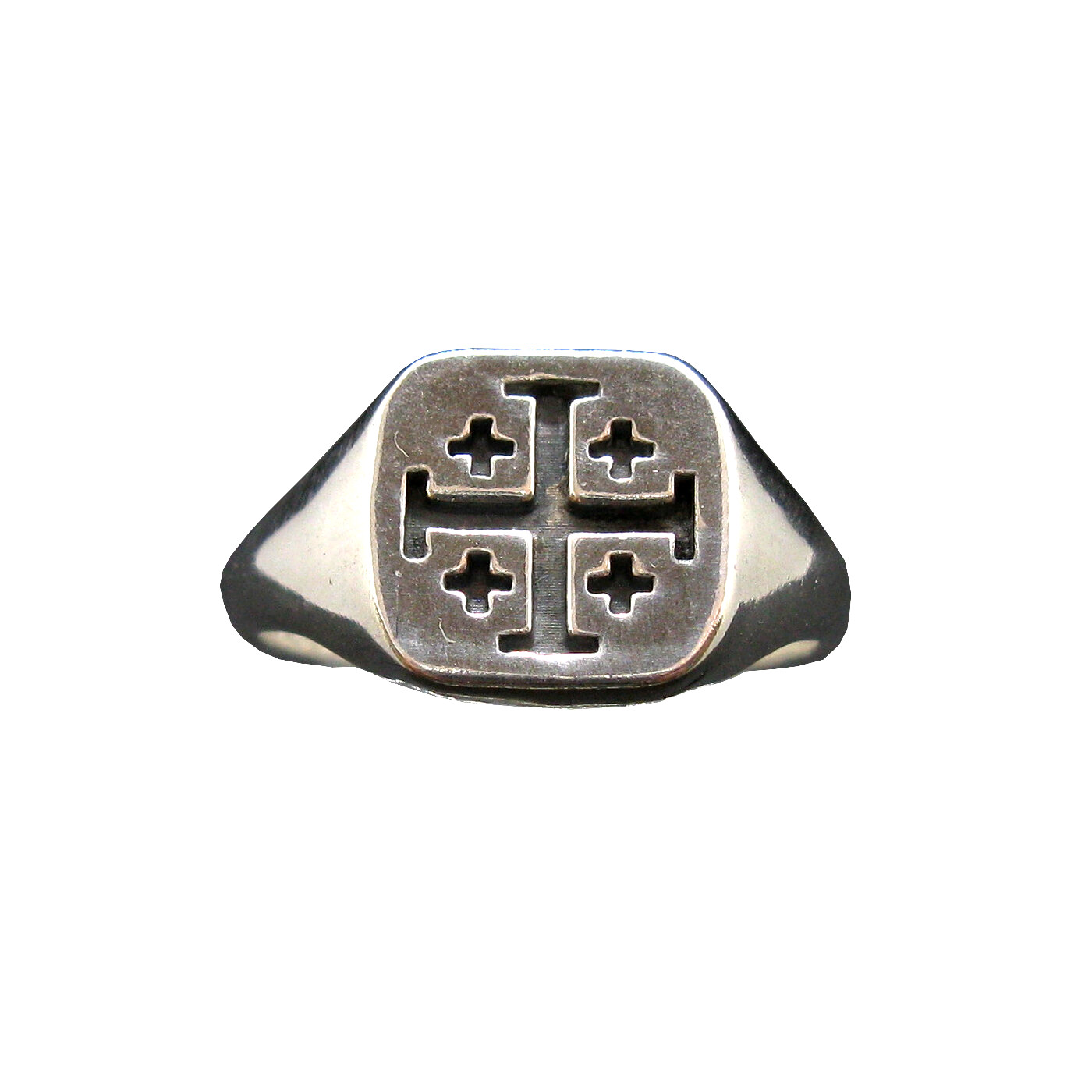 Handmade 925 Silver Mens Jerusalem Cross Ring 12mm Size 49-75