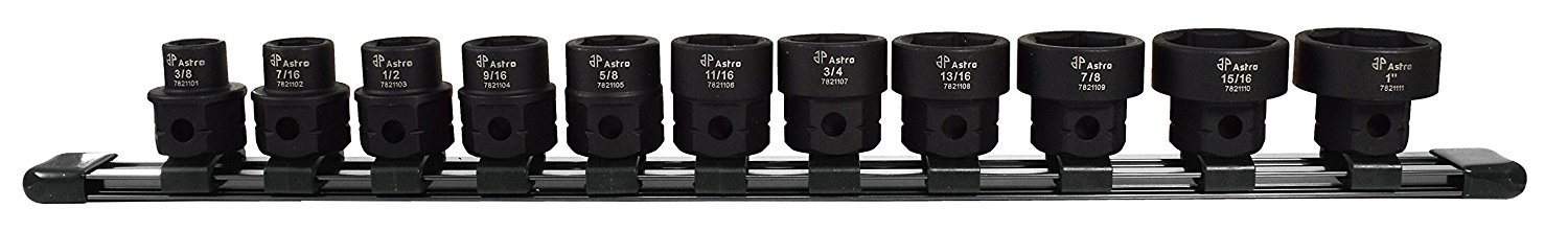 Astro Pneumatic 78211 SAE 1/2" Drive Low Profile Nano Impact Sockets 11 pc