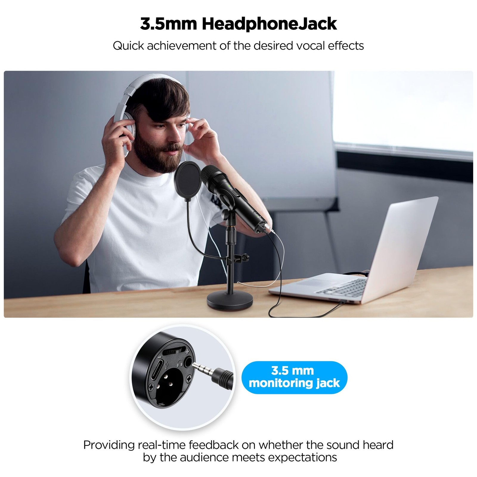 Xlr Usb Dynamic Microphone for Singing Recording, Metal Dynamic Studio Singin...
