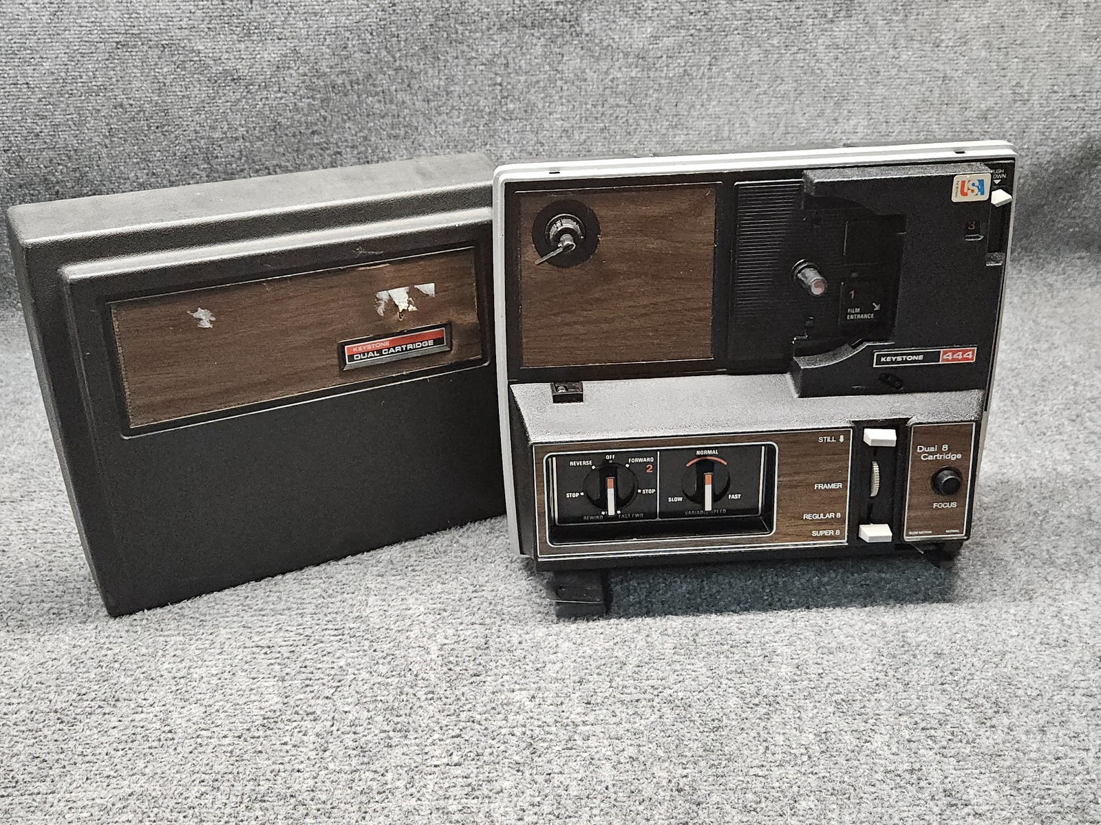 Keystone 444 Vintage Super 8 8mm Home Movie Video Projector Dual Cartridge
