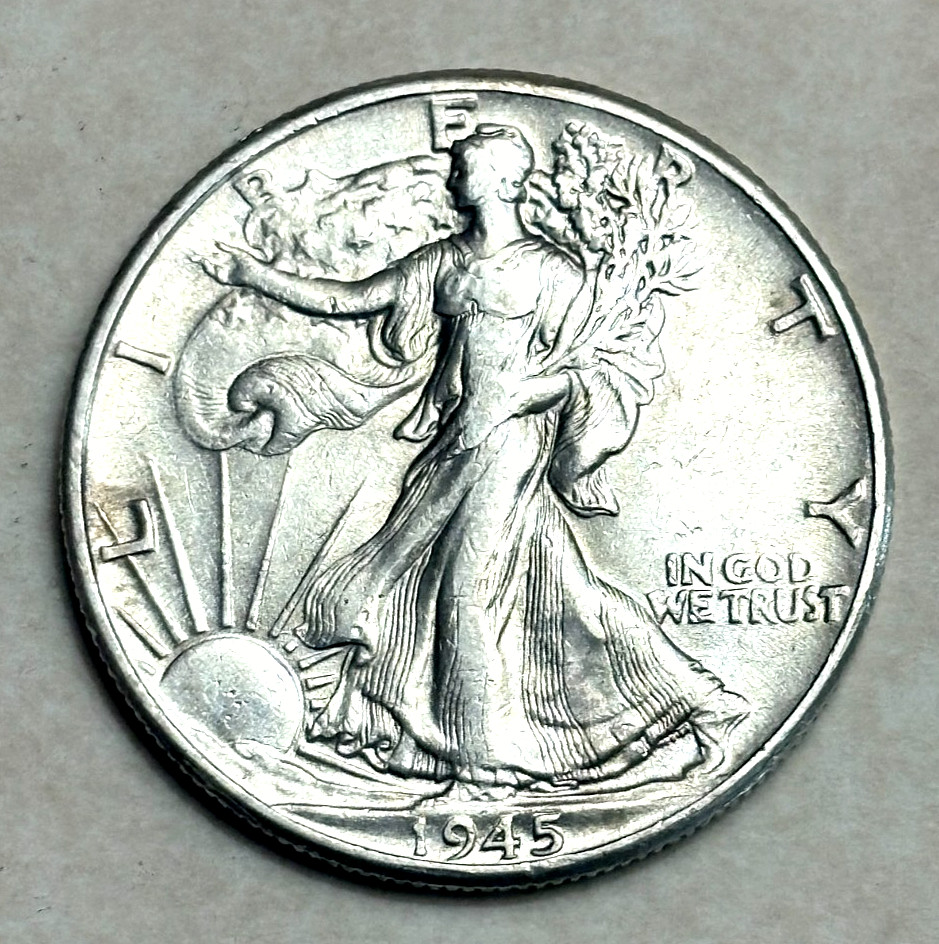 1945 Philadelphia Mint Walking Liberty Half Dollar-90% Silver-AU 50