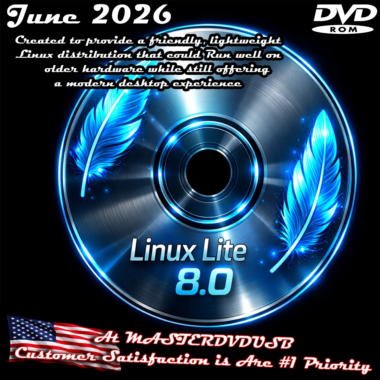 Linux Lite 8.0 Bootable DVD – 64‑bit – Perfect for Older PCs & Laptops - USA