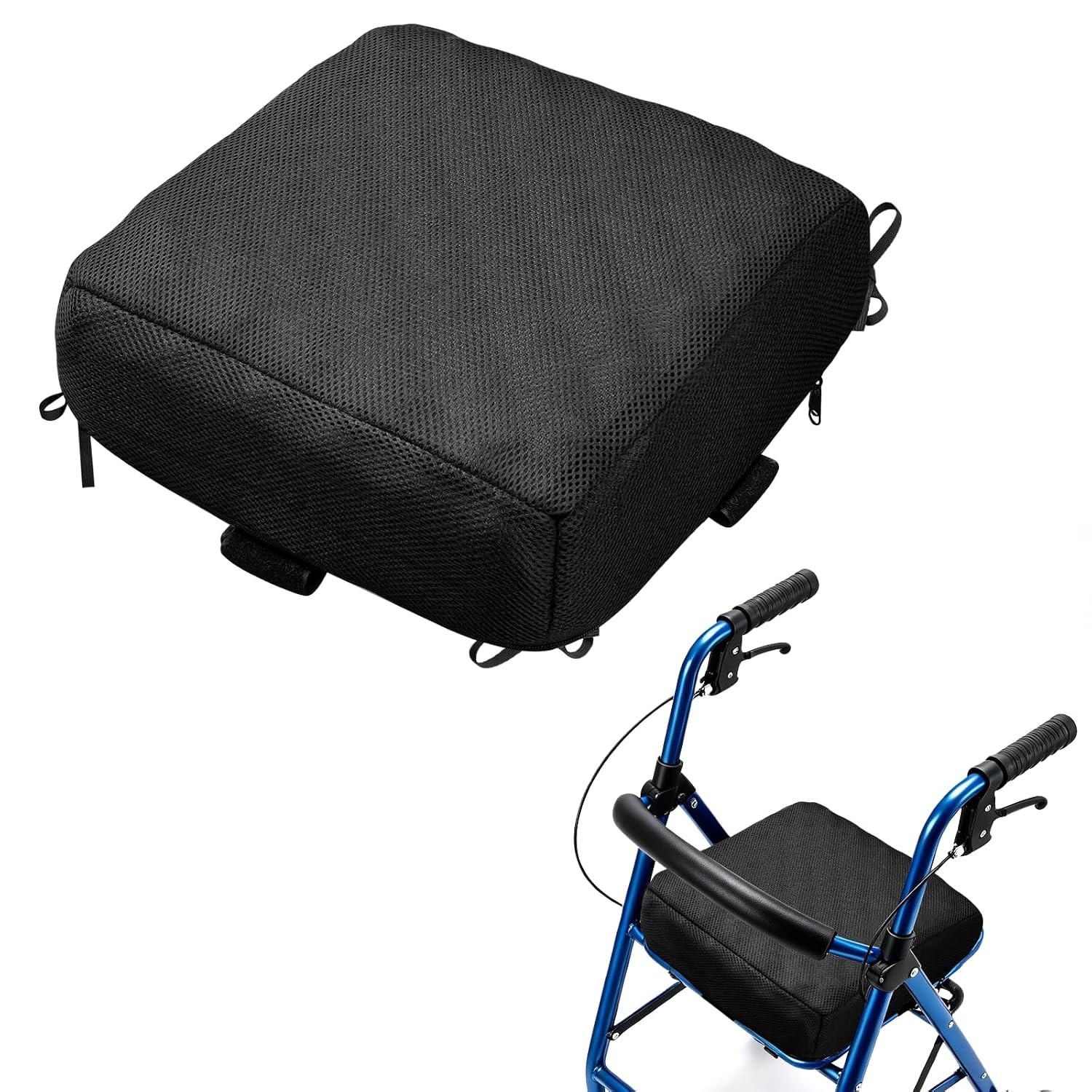 12x12x3.5 Inch Rollator Walker Seat Cushion Support Pad with Breathable Mesh Cov