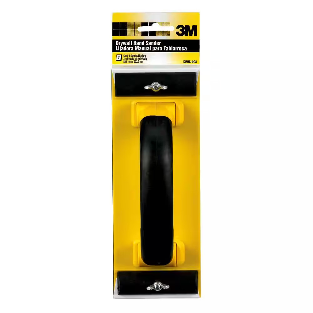 3M Drywall Hand Sander 3-1/4 in x 8-3/4 in Comfortable Plastic Handle Free Shipp