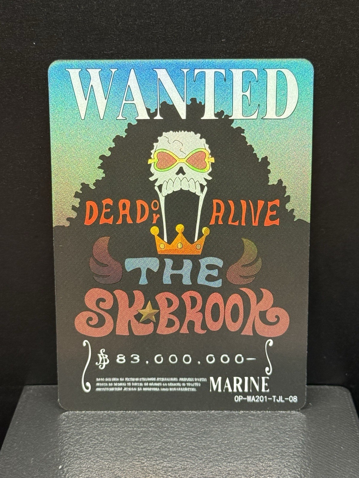 Brook ' WANTED ' Dead or Alive One Piece OP-WA201-TJL-08 Teal/Green Holo Foil