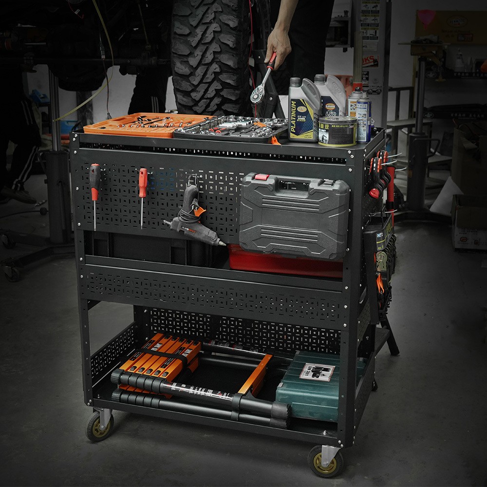 500-Lb Pegboard Foldable Rolling Tool Cart +Wheels Garage Organizer Tool Storage