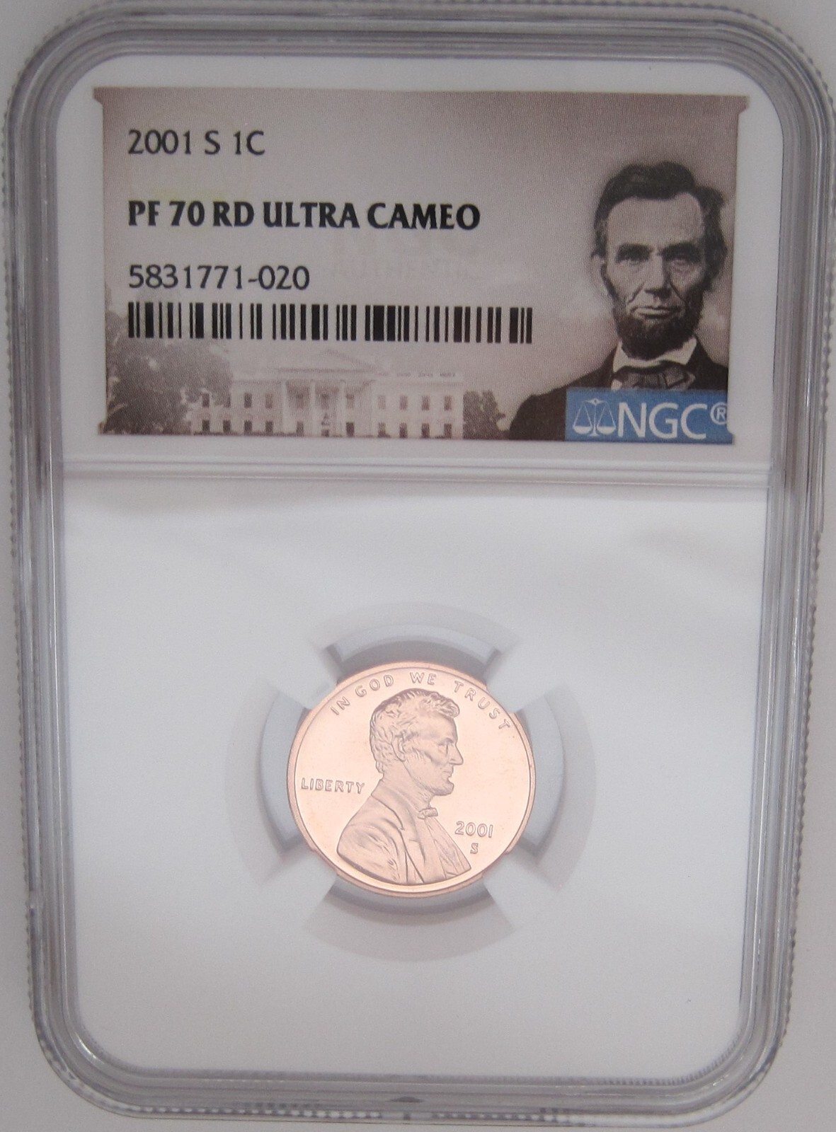 2001-S Lincoln Memorial Cent NGC PF70 RED ULTRA CAMEO - Perfect GEM GRADED PROOF