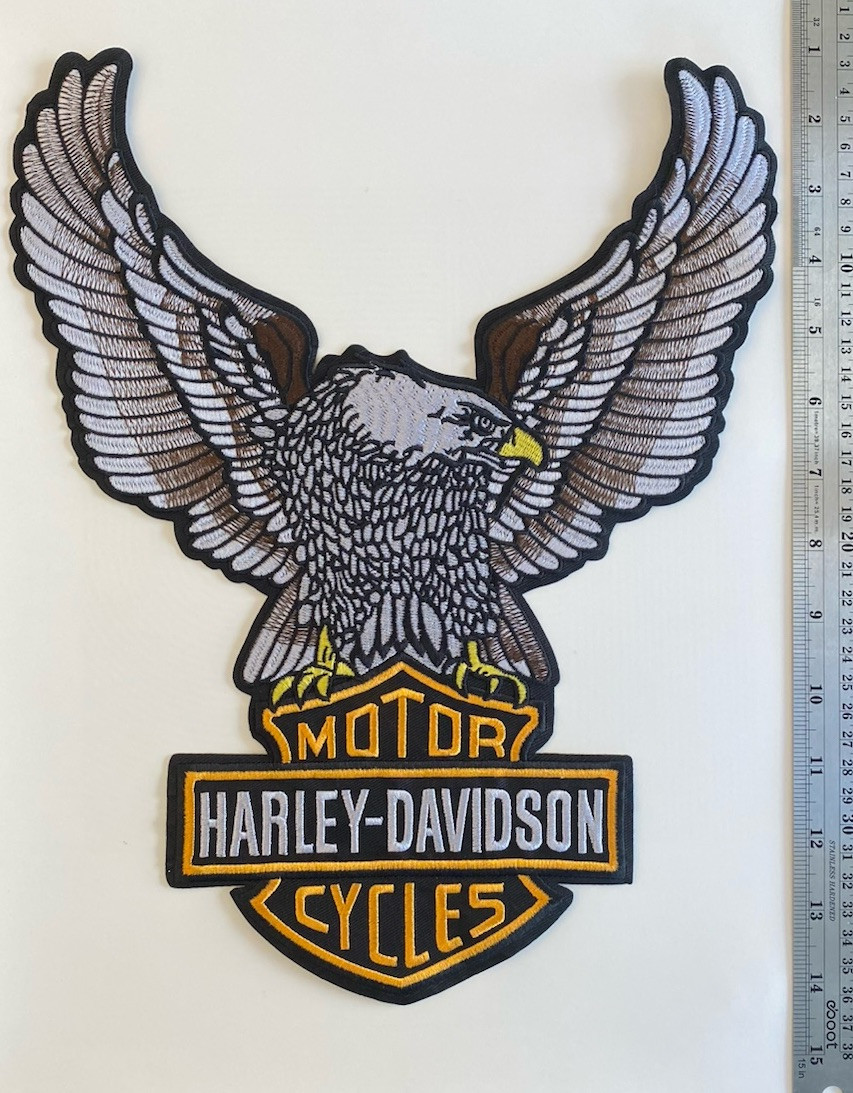 Harley-Davidson Eagle Bar&Shield Embroidered Iron On Sew On Patch 11x13”