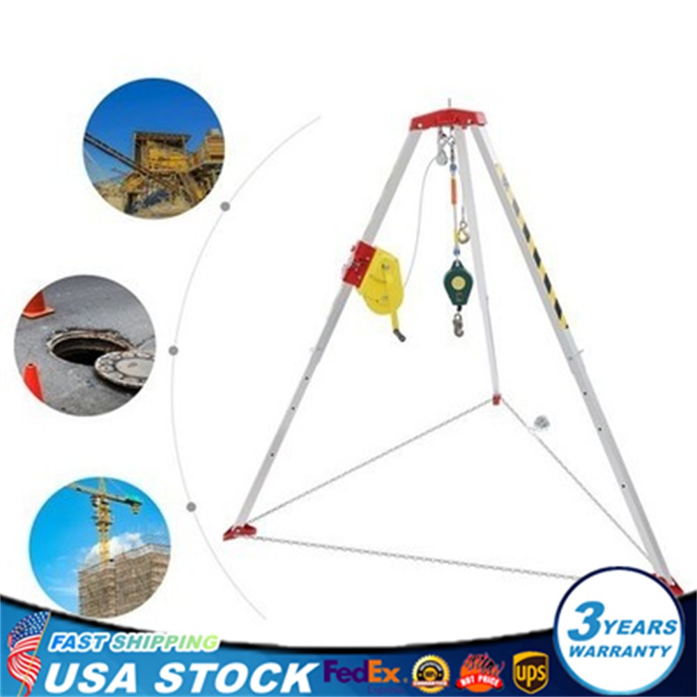 2600lbs Safety Confined Space Tripod Rescue Tripod Winch Adjustable 5.2-8ft Legs