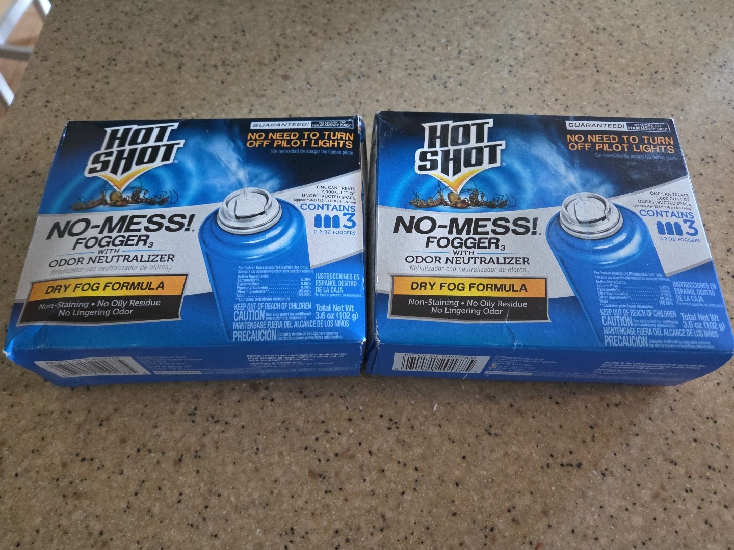 HOT SHOT No-Mess Insect Fogger Aerosol w Odor Neutralizer Lot Of 2 (6 Can Total)