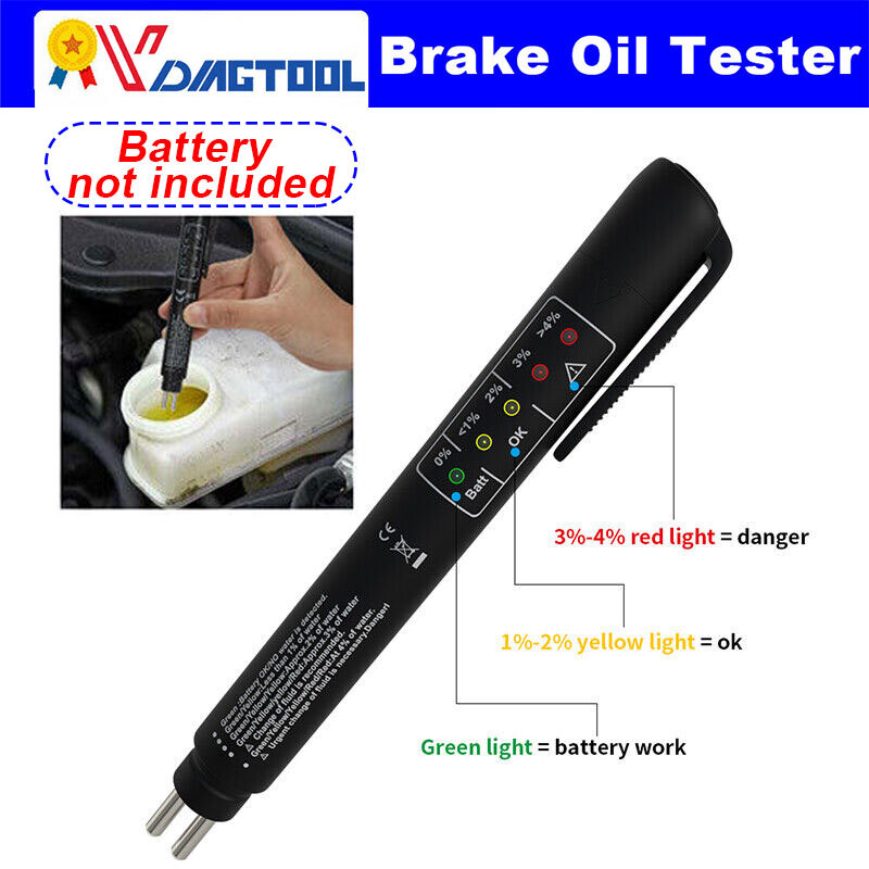 Brake Fluid Liquid Oil Tester Pen 5 LED Indicator Car DOT/DOT4 Testing Tool