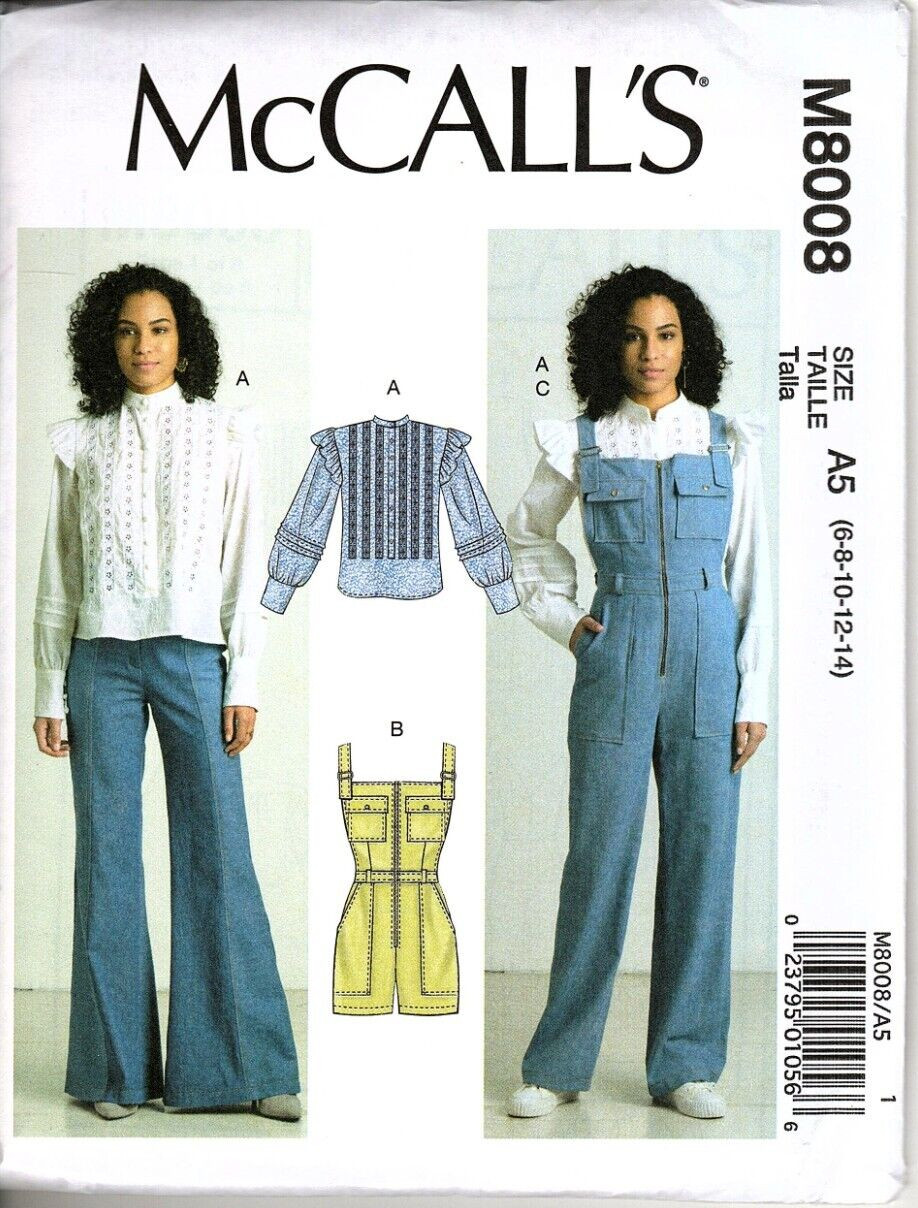 McCall's M8008 Misses 6 to 14 Top, Romper and Overalls Uncut Sewing Pattern