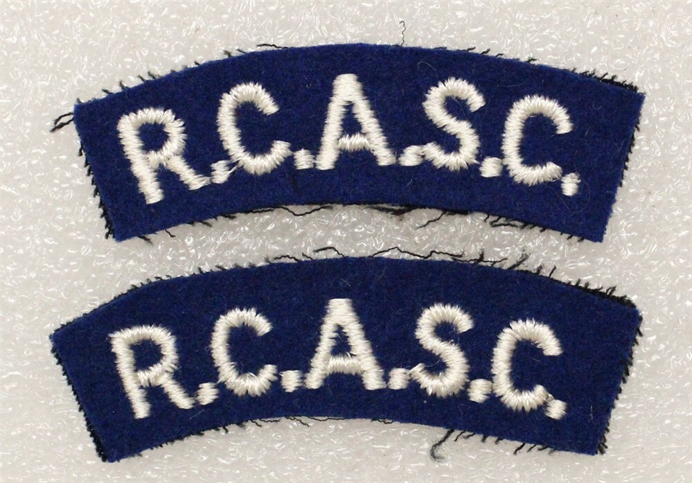 Canadian Army Shoulder Title RCASC - Royal Canadian Army Service Corps (pair)