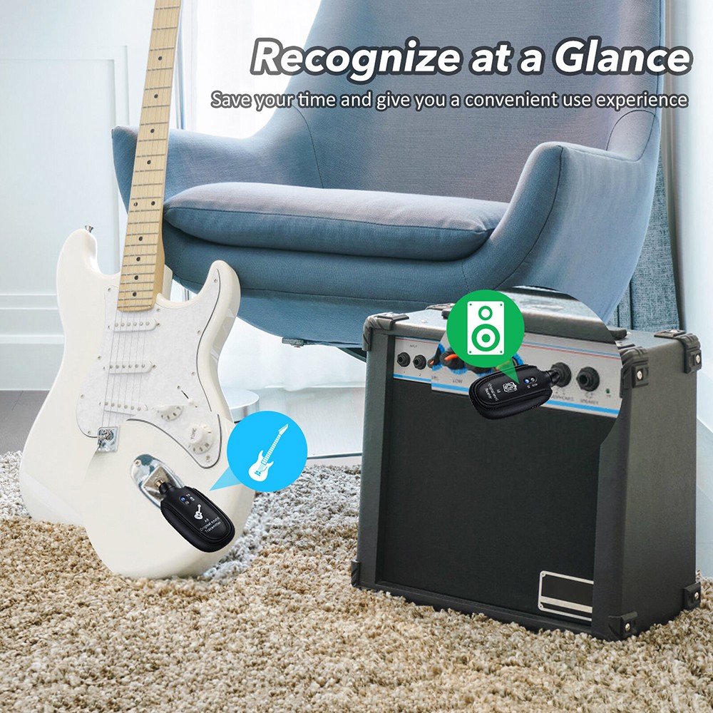 Digital Wireless Guitar System 50m Range Rechargeable Transmitter Receiver