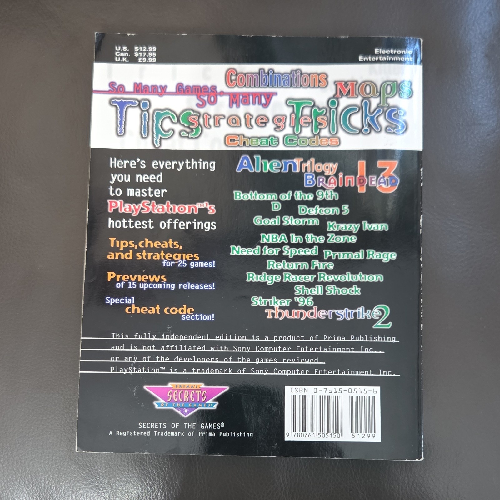 Prima PlayStation Game Secrets Unauthorized Vol 2 Cheat Book Tips Tricks Cheats
