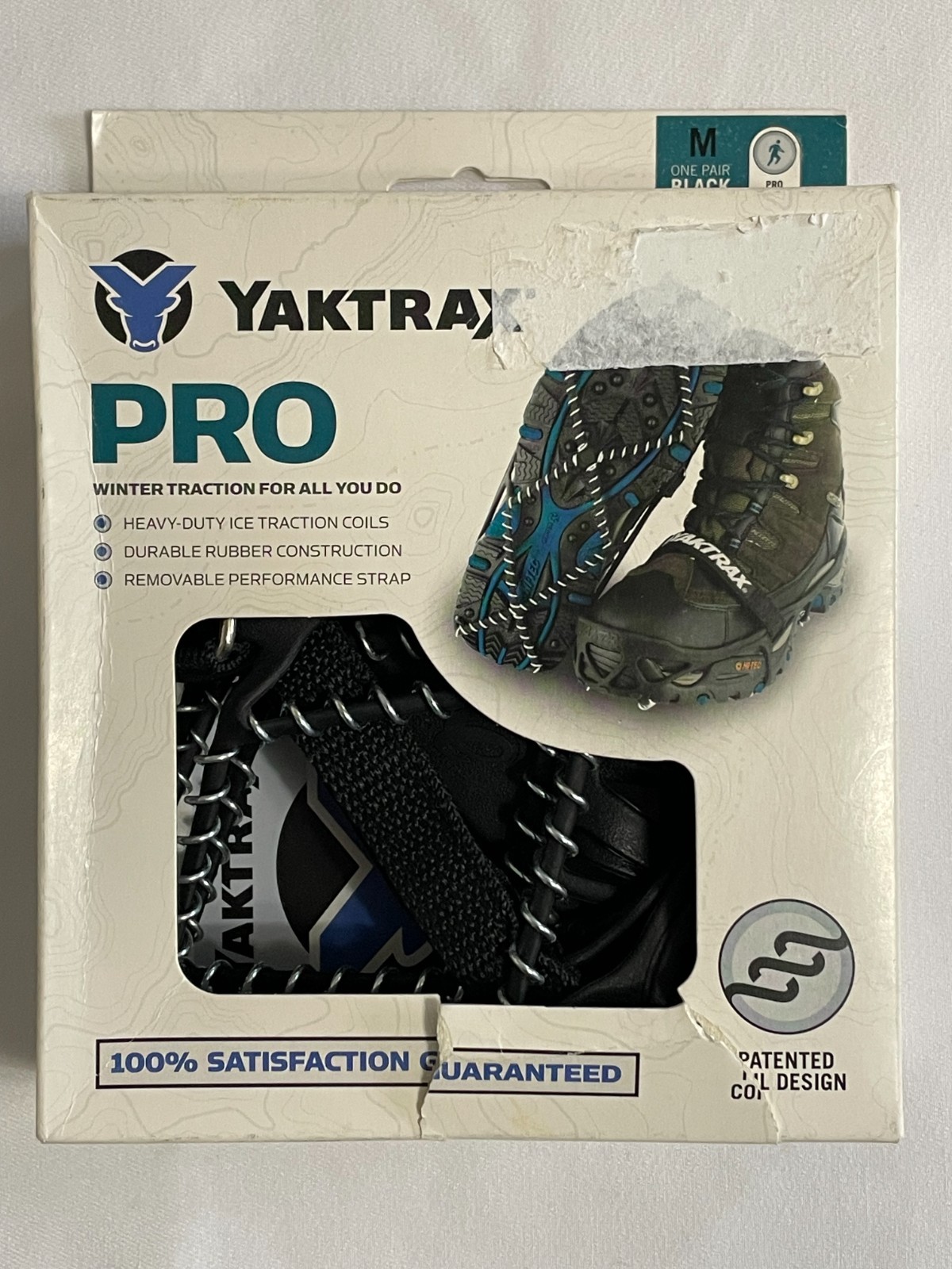YAKTRAX PRO Ice Snow Traction Cleats Black Size Medium W 10.5-12.5 / M 9-11