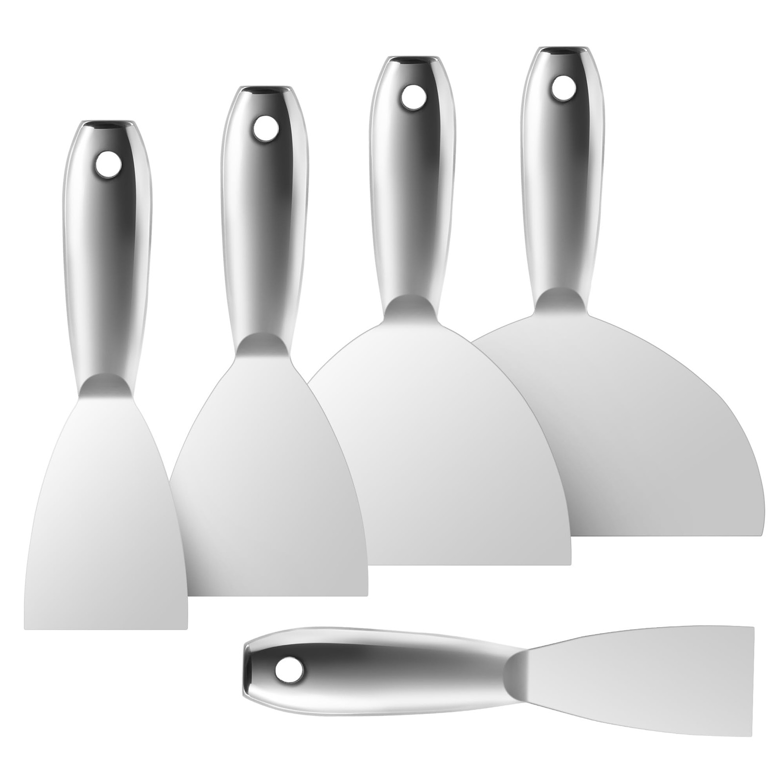 Putty Knife, 5 Pcs Putty Knife Set, 2" 3" 4" 6" 8" Stainless Steel Scraper, S...