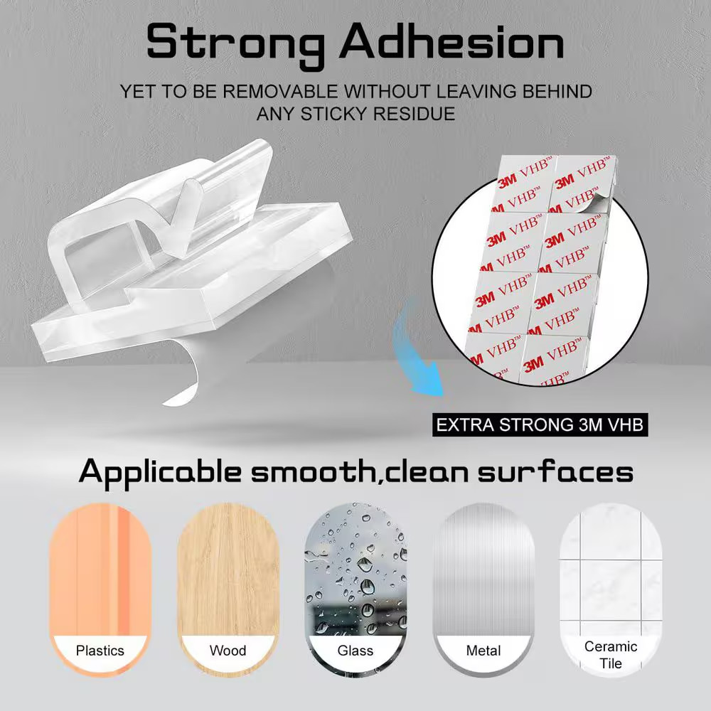 Cable Management Clips Small Adhesive Wire Holders Clear 100 Pieces for Desk Wal