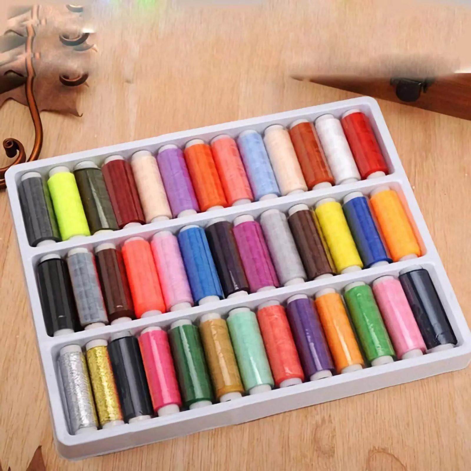39Pcs Colored Sewing Thread Set Random Colors Polyester Spool Sewing Thread
