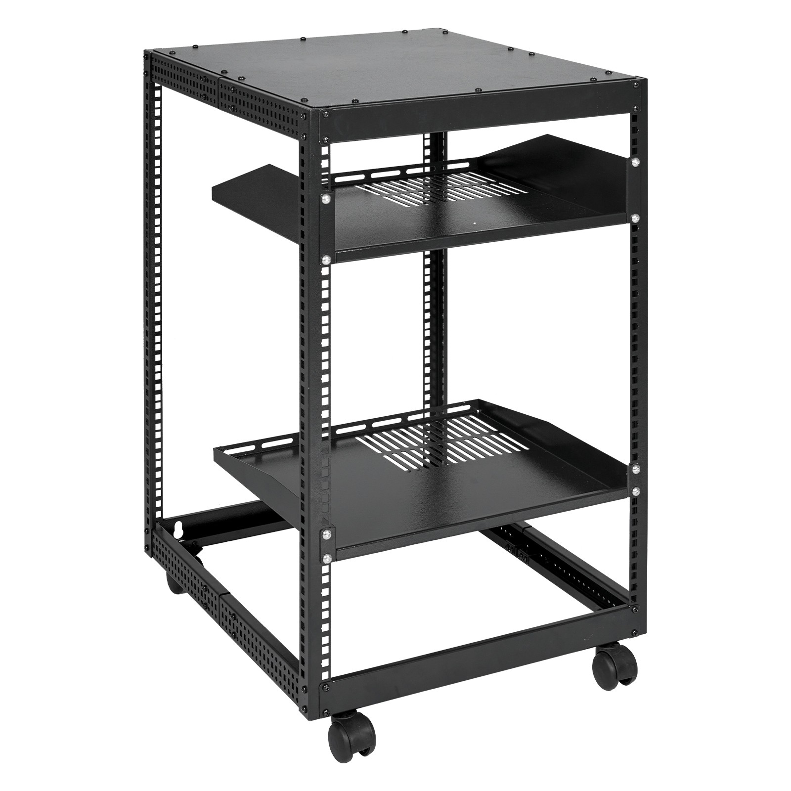 VEVOR 15U 4 Post Open Frame Server Rack Network Enclosure 23-40 in Adjustable