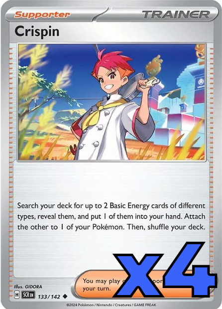 4x Crispin 133/142 Sv07: Stellar Crown PLAYSET x4 - Pokemon TCG - NM