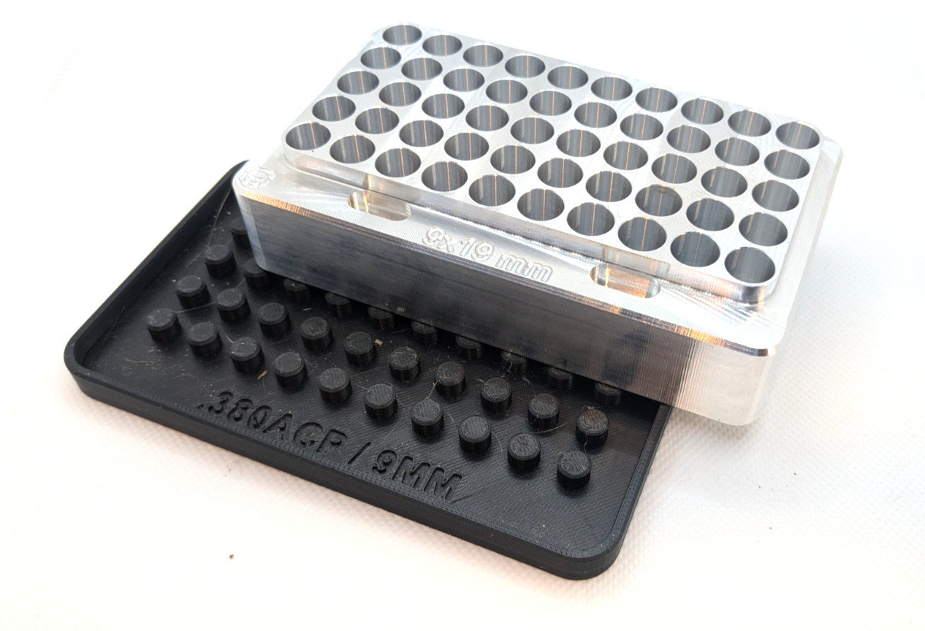 Bear Metal Design 50 Round 9mmx19 Luger RELOADING Case Gauge AND COVER