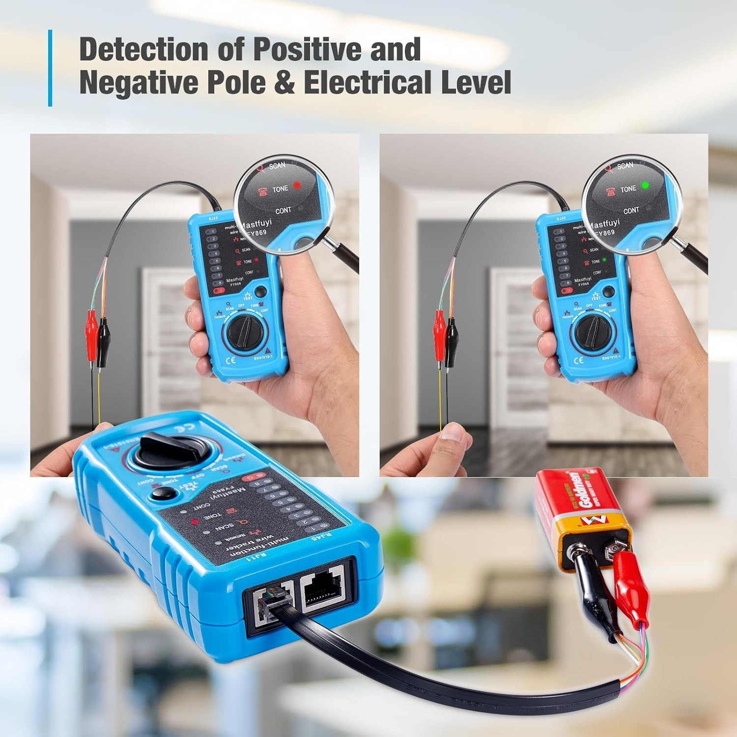 Network Cable Tester, Wire Tracker Multifunction, Tracer with Probe Sound, RJ11...