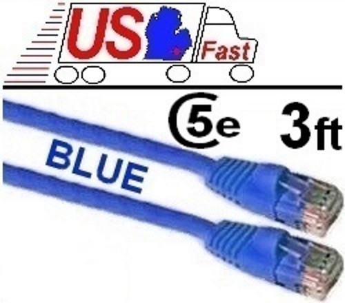 PURE COPPER! (notCCA!) 3ft RJ45 Cat5e 10/100 Ethernet Patch Cable/Cord/Wire{BLUE
