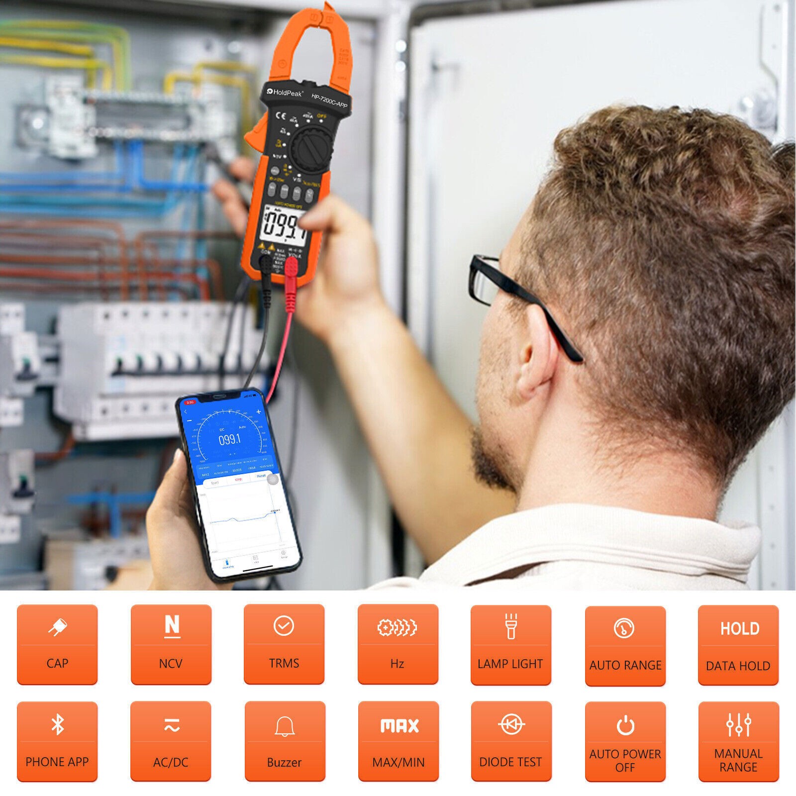 Digital TRMS Clamp Meter 600V AC/DC 400A 40MΩ 26mm 4000C Data Hold Backlight
