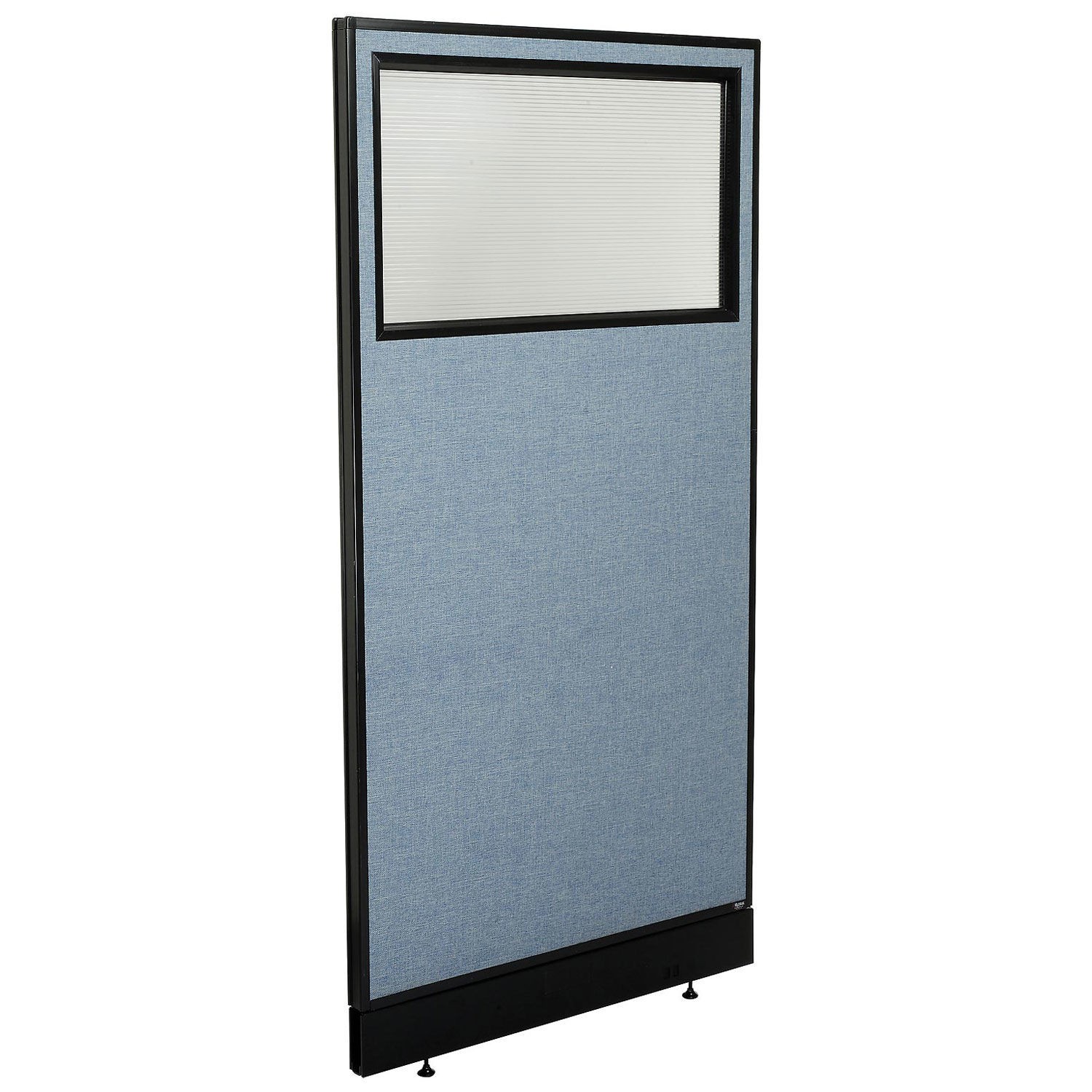 36-1/4"W x 76"H Office Partition Panel with Partial Window  Raceway Blue