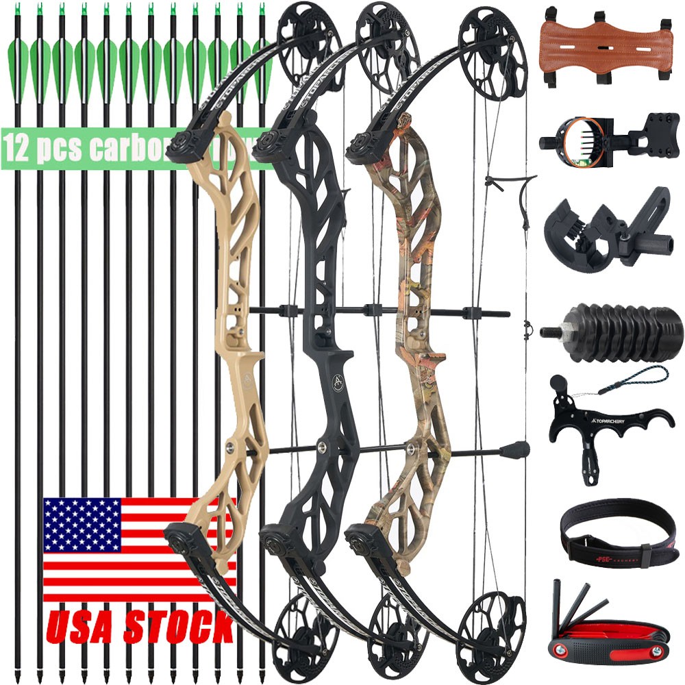 19-70lbs Adjustable Compound Bow Carbon Arrows Outdoor Archery Hunt Shoot RH/LH