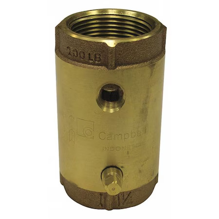 Campbell Cvb-4Tlf 1" Fnpt Low Lead Brass Spring Check Valve W/Taps