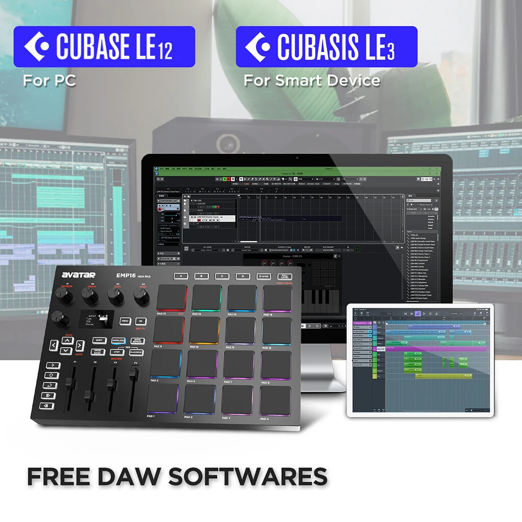 MIDI Pad Controller Beat Maker Machine With Bluetooth 16 RGB Sensitive Beat Pads