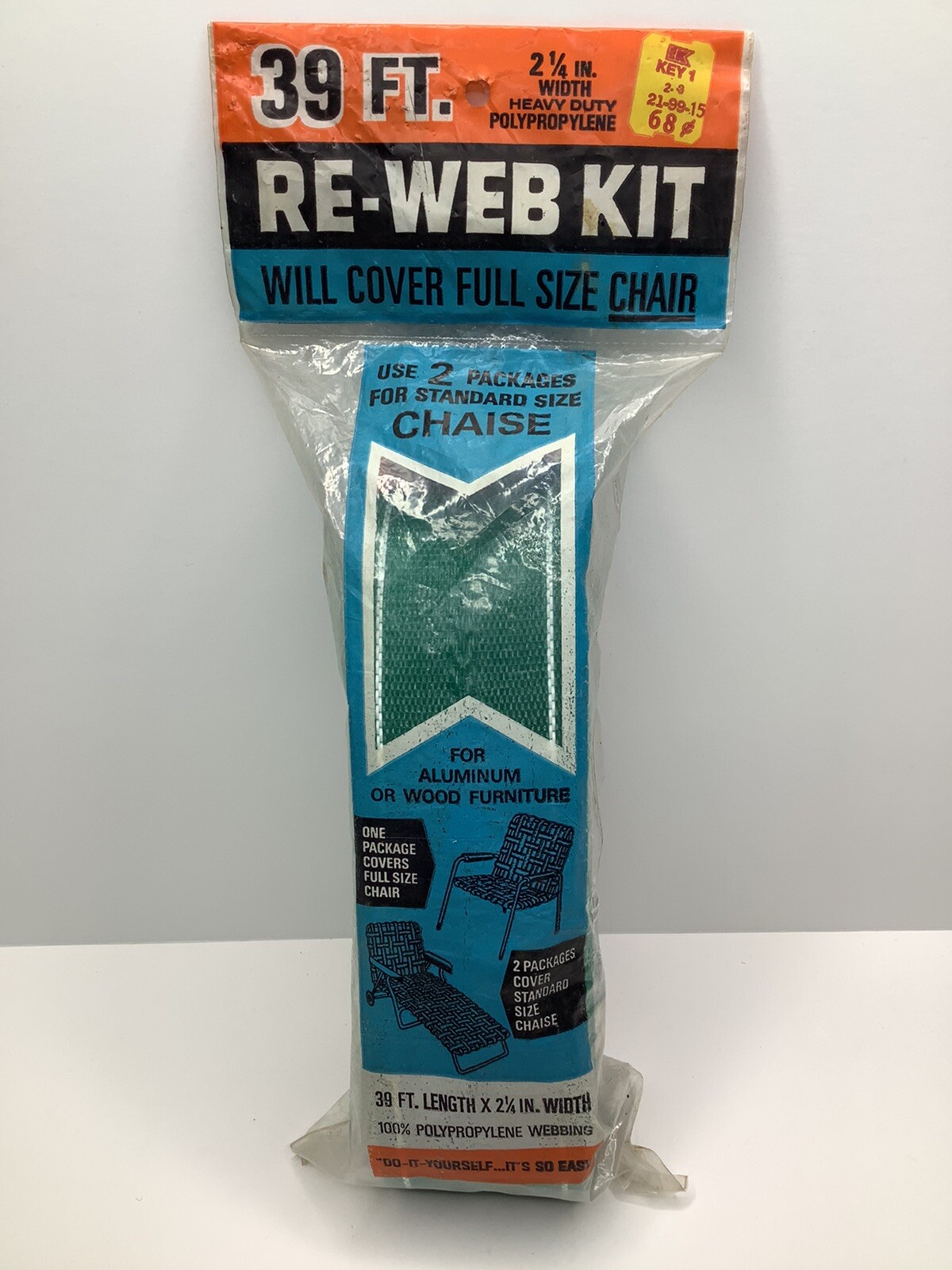 New Vintage Air-Lite 39' Green 39' X 2 1/4" Lawn Furniture Replacement Webbing