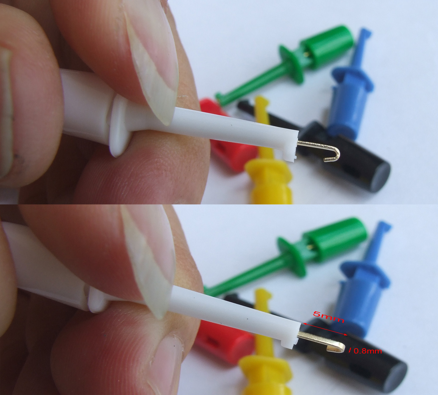 300PCS Test Hook  6 color Clip SMD IC SMT Grabbers Test Probes for  Tube Testers