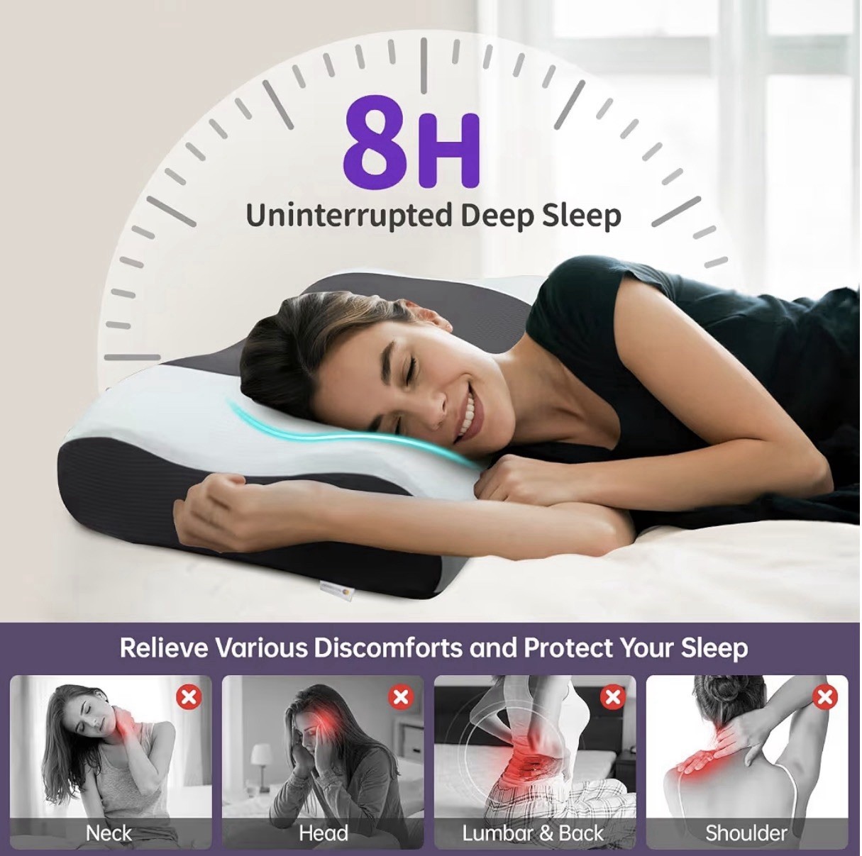 Cloud Align Pillow, Ergonomic Zero-Pressure Soft Memory Foam Pillow for Neck