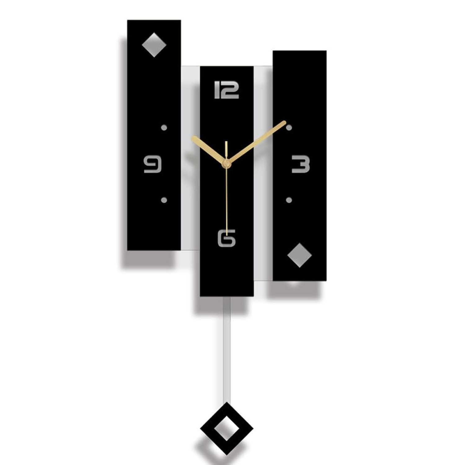 SHISEDECO Creative Mute Modern Large Pendulum Clock in Black and White Color ...