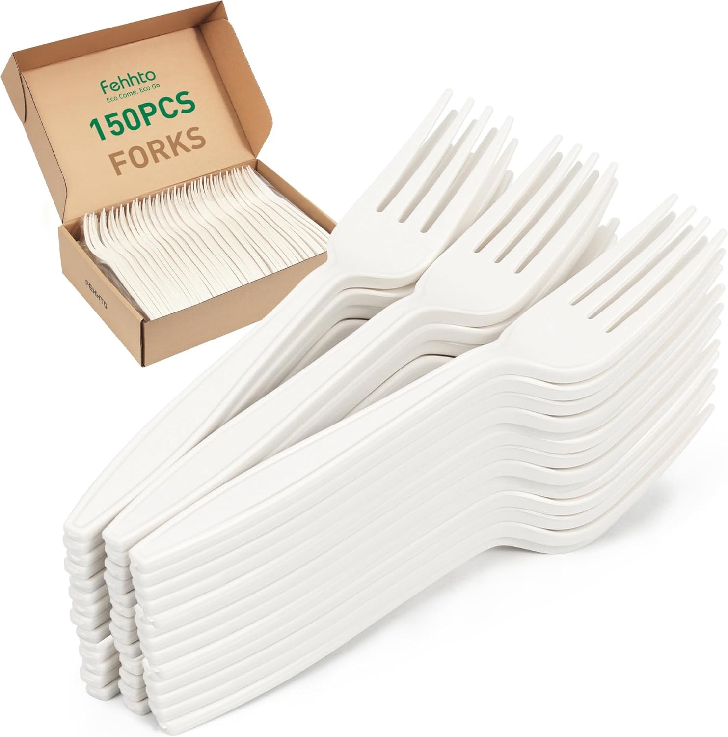 postable Fork, Disposable Cornstarch Forks Heavy Duty Cutlery BPI