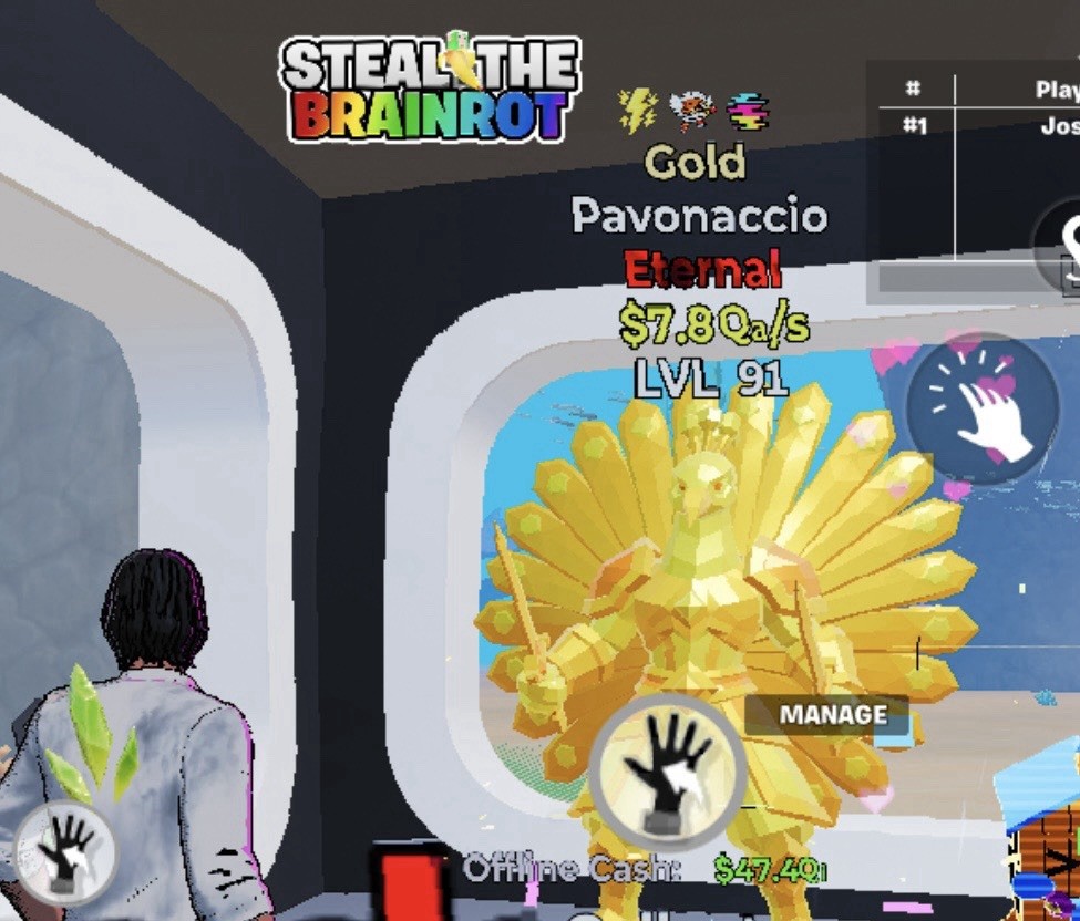 Steal the Brainrot Gold Pavonaccio Eternal Game Item/Asset LVL 91
