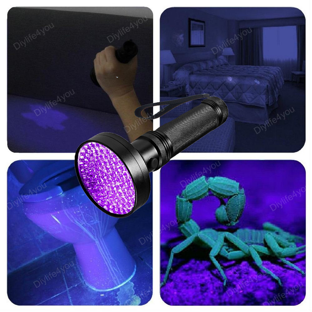 100 LED UV Flashlight Ultraviolet Blacklight Detector Handheld Torch Light 395nm