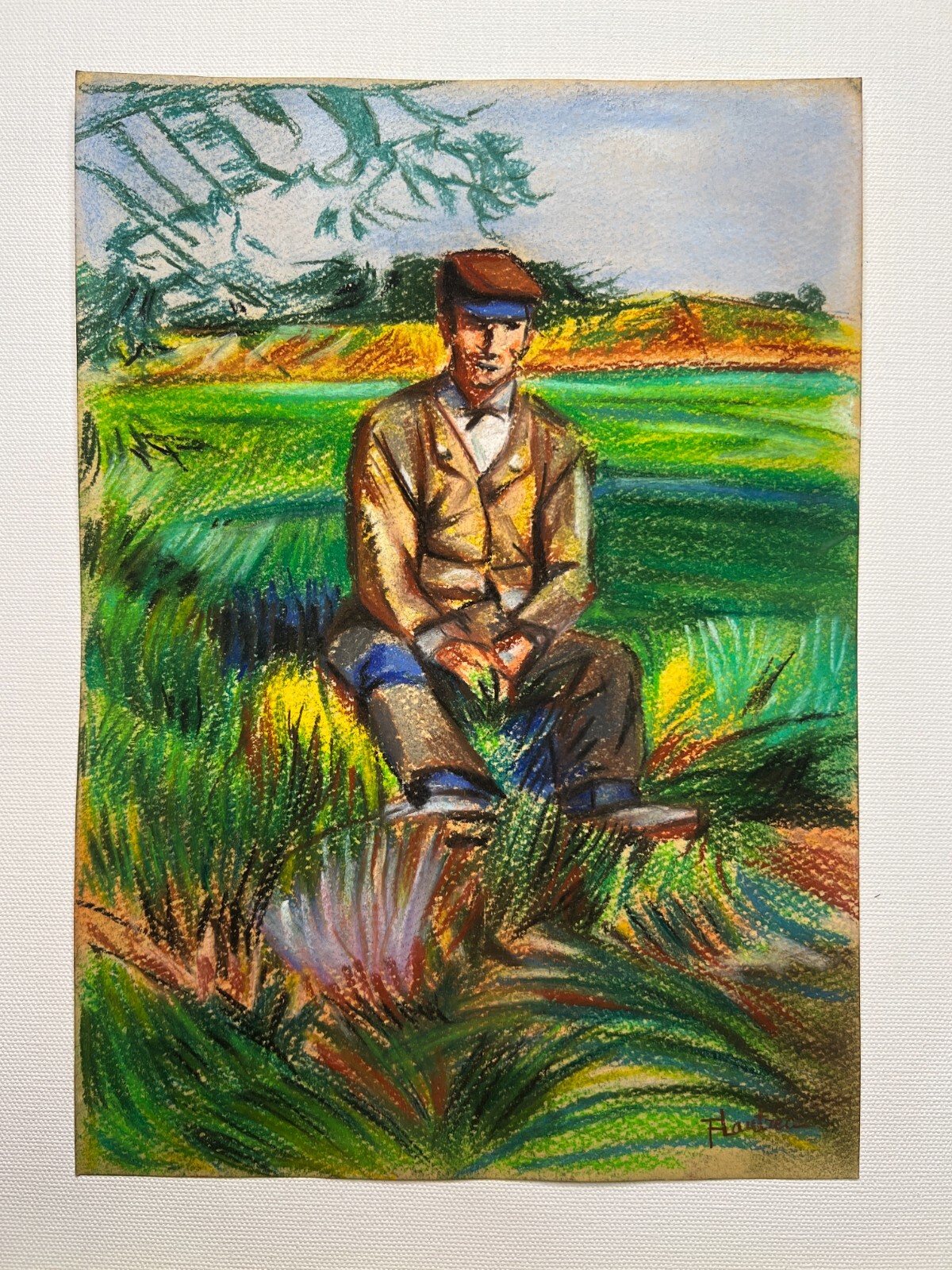 Toulouse Lautrec (Handmade) Drawing On old Paper Signed & Stamped Mixed Media