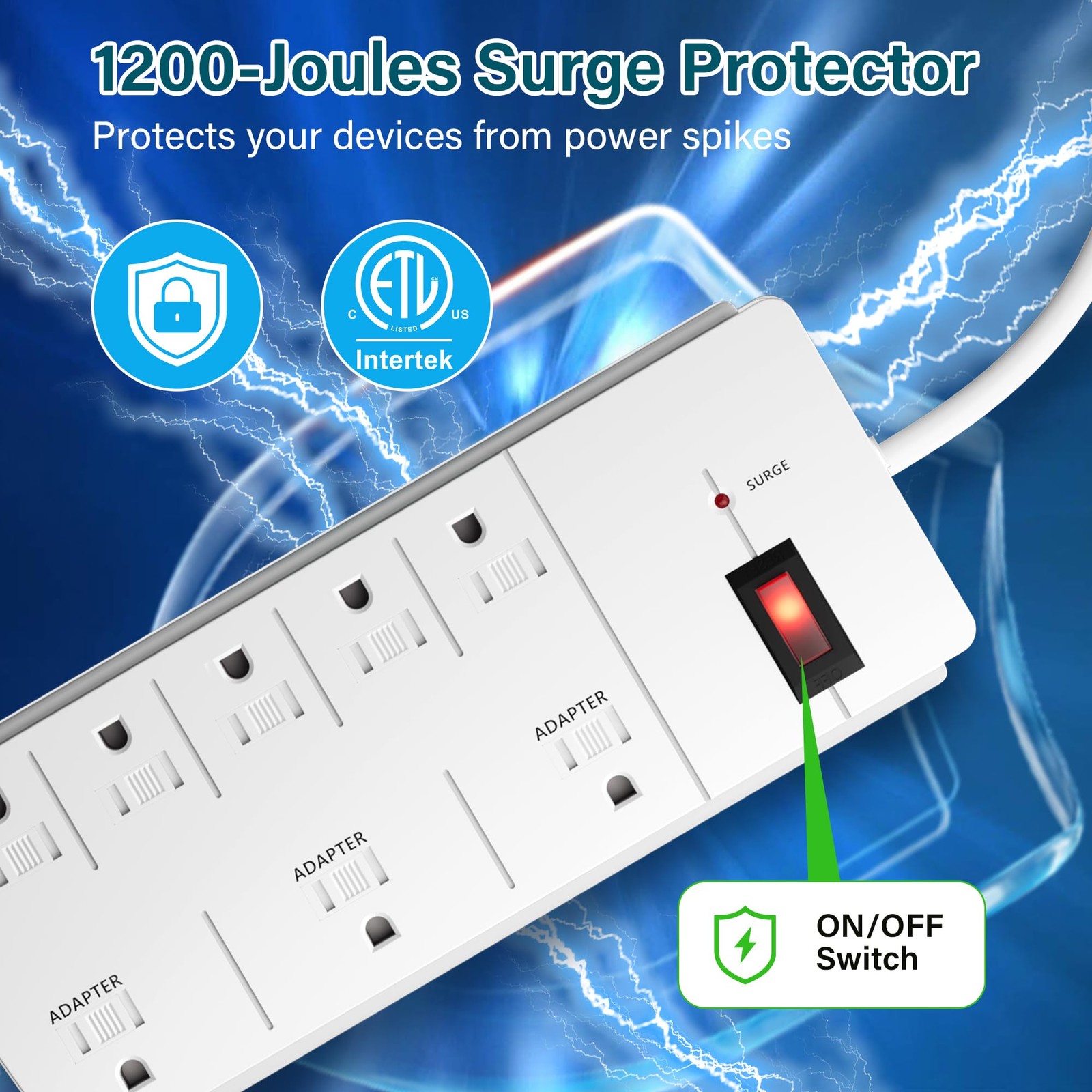 Elecan Surge Protector 8 Outlets 4FT White