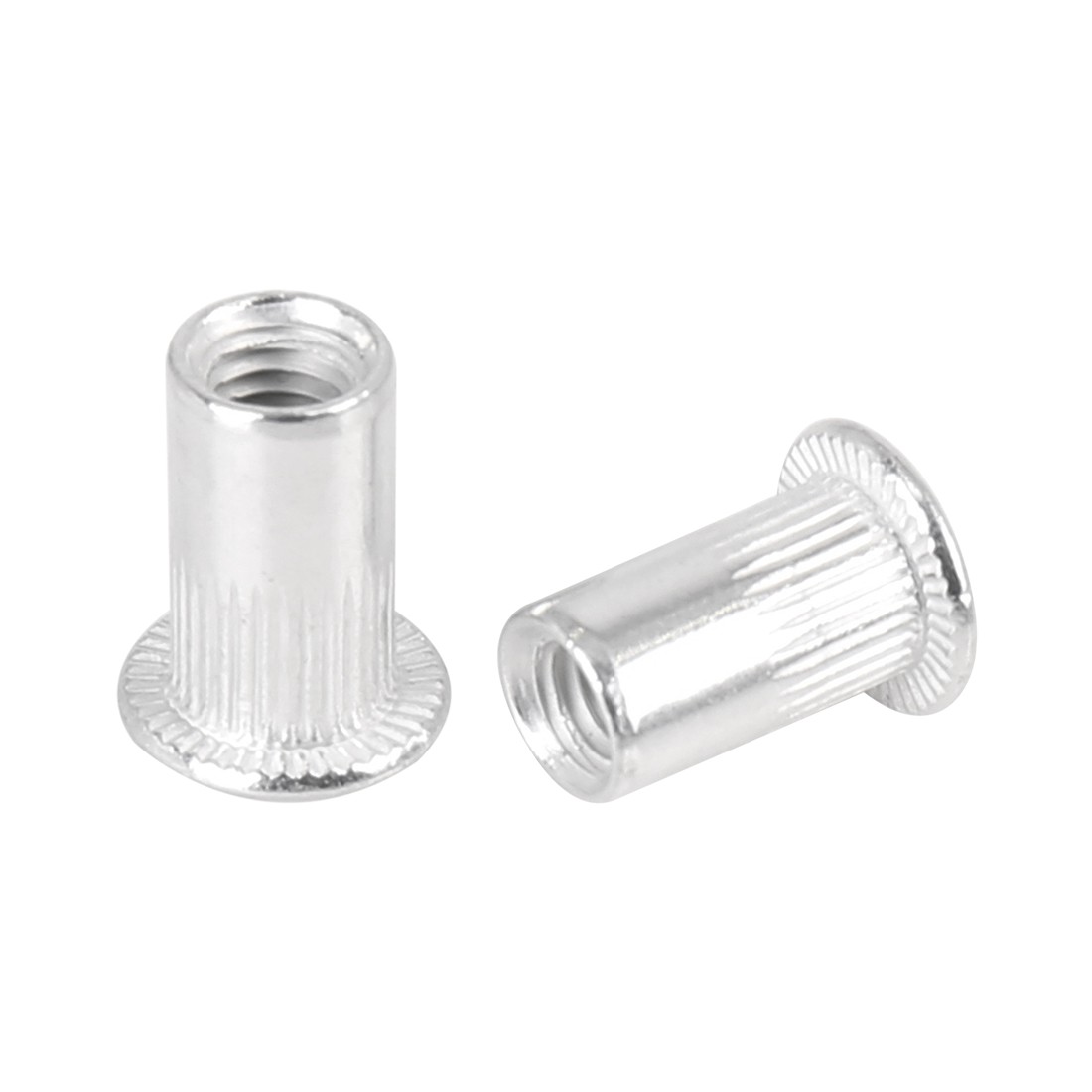 110 Pcs M5 Silver Tone Aluminum Alloy Car Flat Head Rivet Nut Threaded Insert