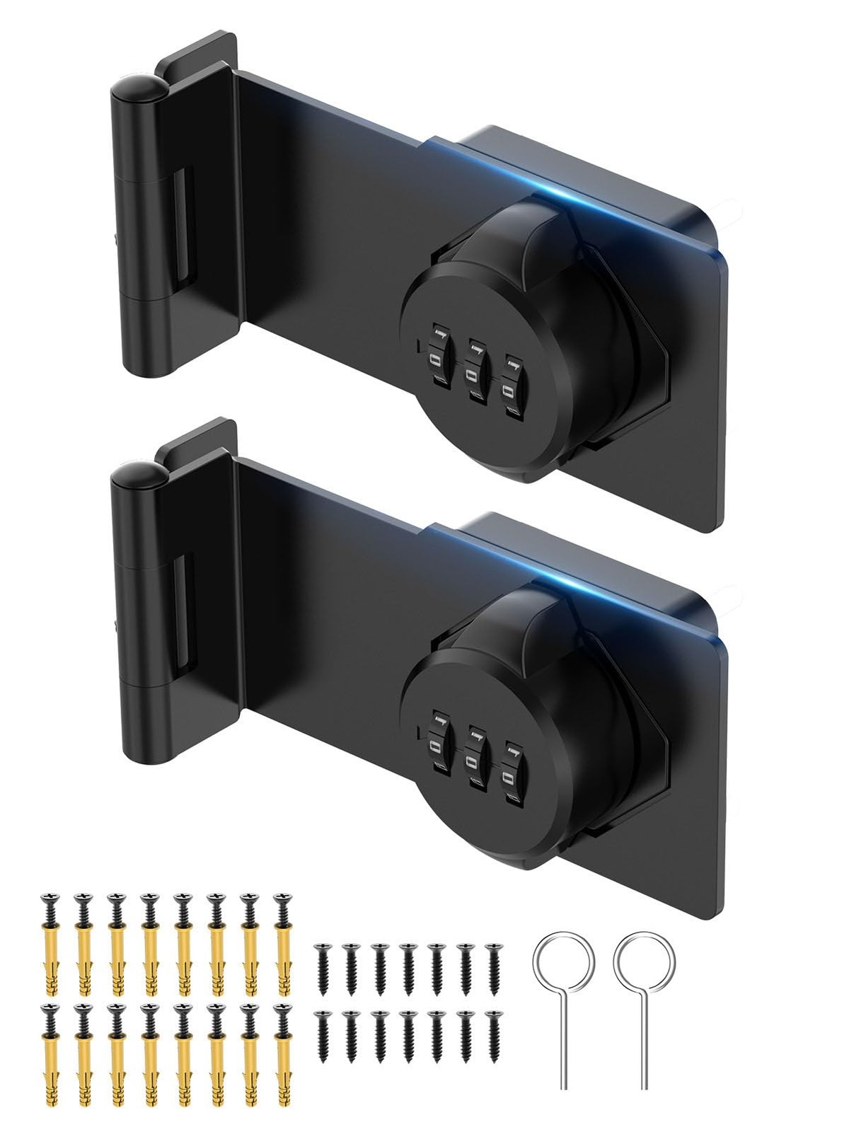 MeBantoo Cabinet Password Hasp Locks, 90 Degree Barn Door Lock Black-2PCS